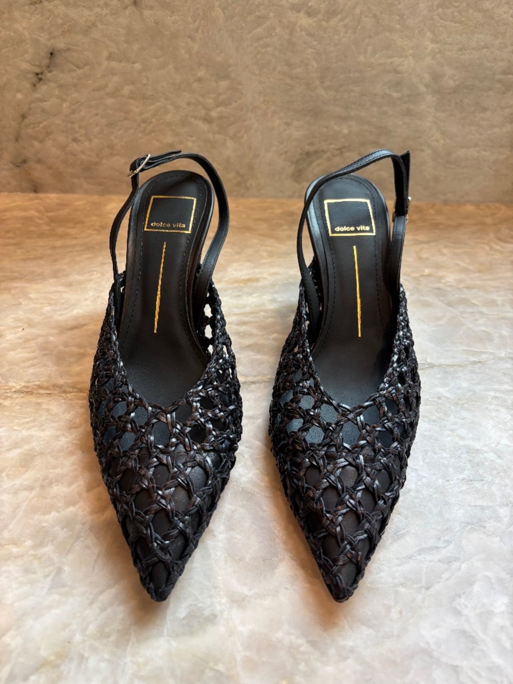 Dolce Vita Black Woven Heels Sz 9